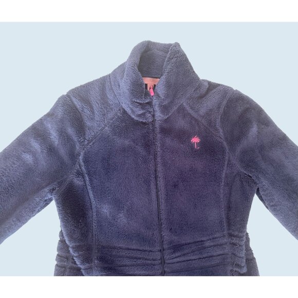 LILLY PULITZER Maddie Full ZIp Fleece Jacket Navy Blue Size Medium - Picture 4 of 7